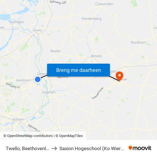 Twello, Beethovenlaan to Saxion Hogeschool (Ko Wierenga) map