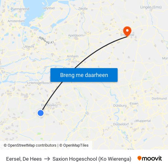 Eersel, De Hees to Saxion Hogeschool (Ko Wierenga) map