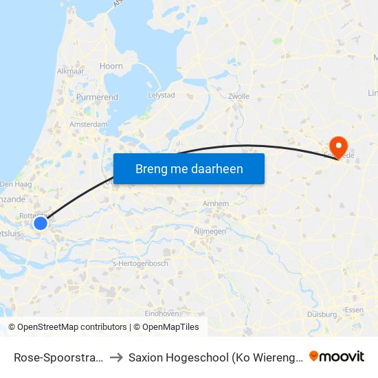 Rose-Spoorstraat to Saxion Hogeschool (Ko Wierenga) map