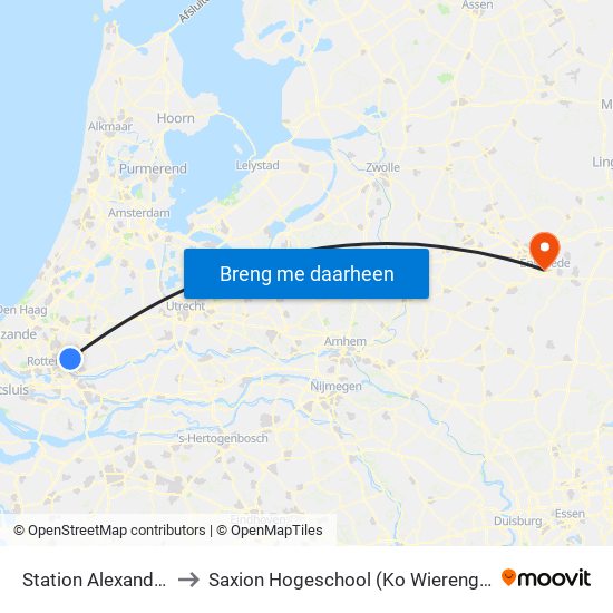 Station Alexander to Saxion Hogeschool (Ko Wierenga) map