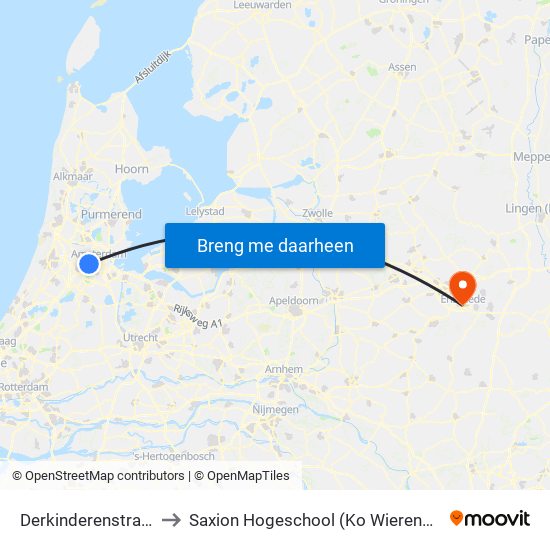 Derkinderenstraat to Saxion Hogeschool (Ko Wierenga) map