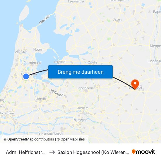 Adm. Helfrichstraat to Saxion Hogeschool (Ko Wierenga) map