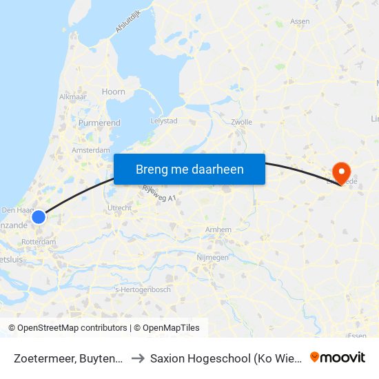 Zoetermeer, Buytenwegh to Saxion Hogeschool (Ko Wierenga) map
