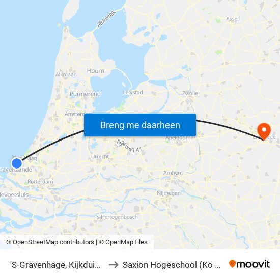 'S-Gravenhage, Kijkduinsestraat to Saxion Hogeschool (Ko Wierenga) map