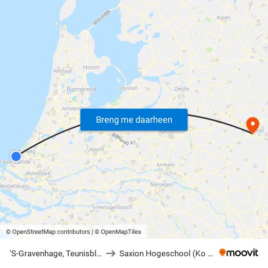 'S-Gravenhage, Teunisbloemplein to Saxion Hogeschool (Ko Wierenga) map