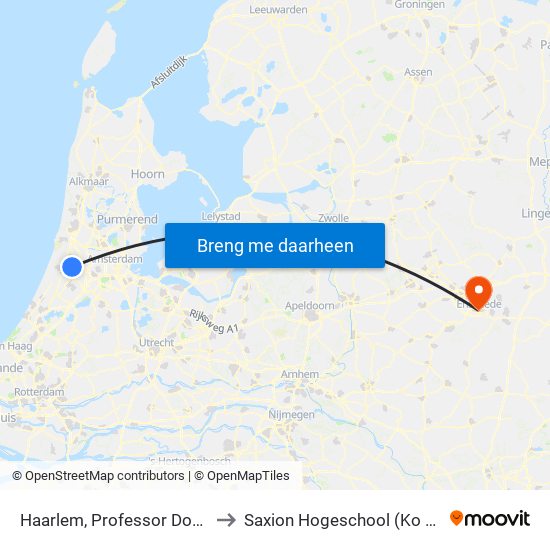 Haarlem, Professor Donderslaan to Saxion Hogeschool (Ko Wierenga) map