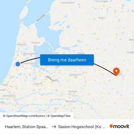 Haarlem, Station Spaarnwoude to Saxion Hogeschool (Ko Wierenga) map