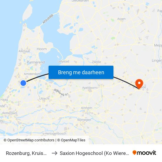 Rozenburg, Kruisweg to Saxion Hogeschool (Ko Wierenga) map