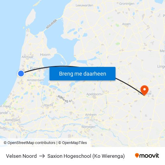 Velsen Noord to Saxion Hogeschool (Ko Wierenga) map