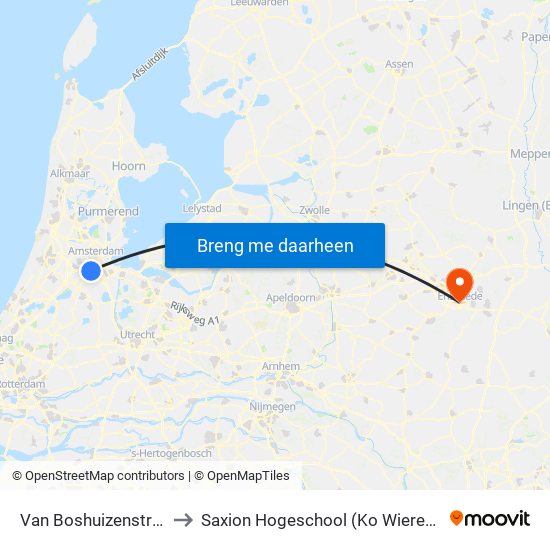 Van Boshuizenstraat to Saxion Hogeschool (Ko Wierenga) map