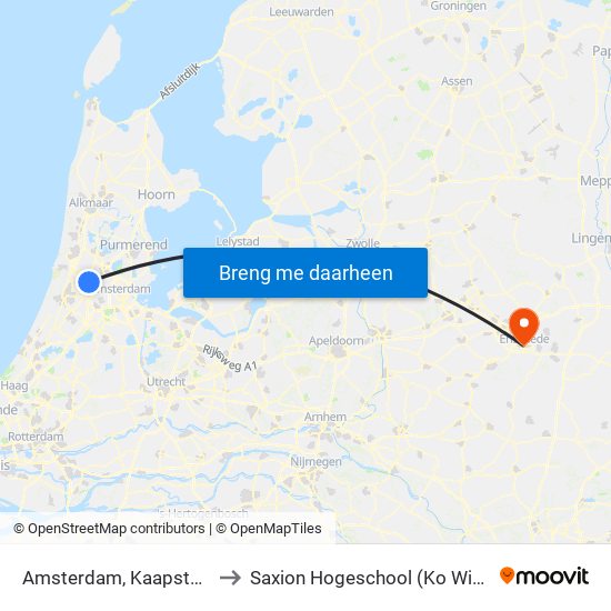 Amsterdam, Kaapstadweg to Saxion Hogeschool (Ko Wierenga) map