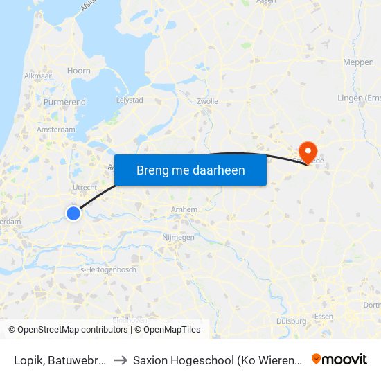 Lopik, Batuwebrug to Saxion Hogeschool (Ko Wierenga) map