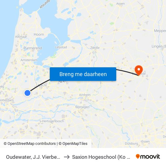 Oudewater, J.J. Vierbergenweg to Saxion Hogeschool (Ko Wierenga) map