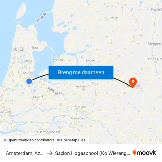 Amsterdam, Azua to Saxion Hogeschool (Ko Wierenga) map