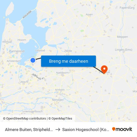 Almere Buiten, Stripheldenbuurt-M. to Saxion Hogeschool (Ko Wierenga) map