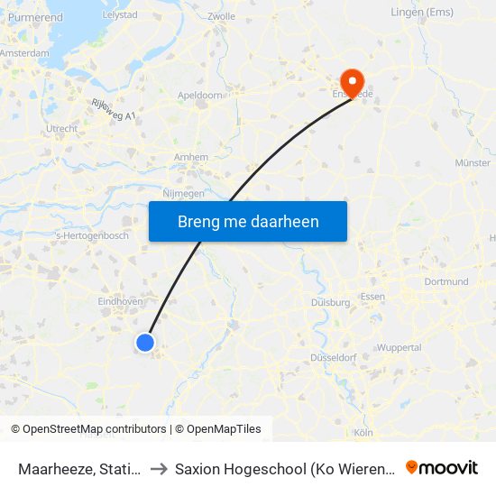 Maarheeze, Station to Saxion Hogeschool (Ko Wierenga) map