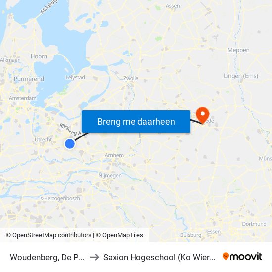 Woudenberg, De Poort to Saxion Hogeschool (Ko Wierenga) map