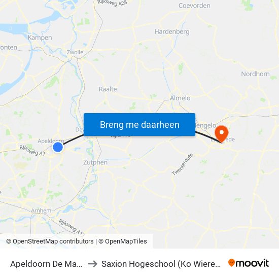 Apeldoorn De Maten to Saxion Hogeschool (Ko Wierenga) map