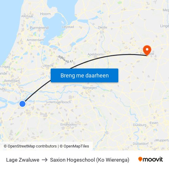 Lage Zwaluwe to Saxion Hogeschool (Ko Wierenga) map