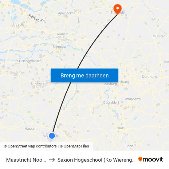 Maastricht Noord to Saxion Hogeschool (Ko Wierenga) map