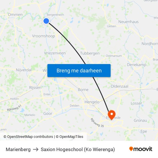 Marienberg to Saxion Hogeschool (Ko Wierenga) map