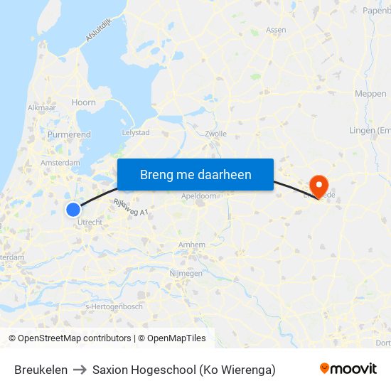 Breukelen to Saxion Hogeschool (Ko Wierenga) map