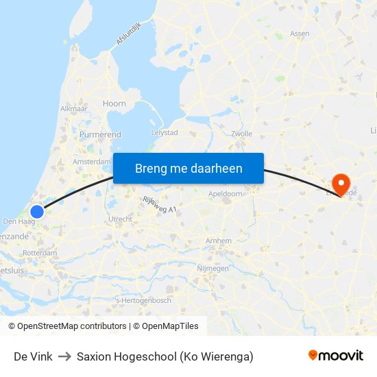 De Vink to Saxion Hogeschool (Ko Wierenga) map