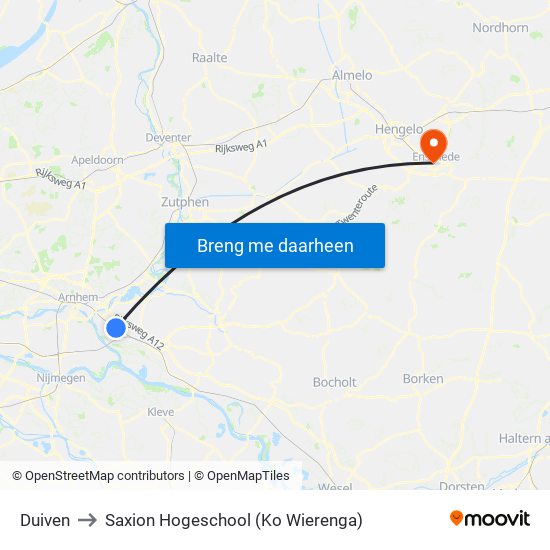 Duiven to Saxion Hogeschool (Ko Wierenga) map