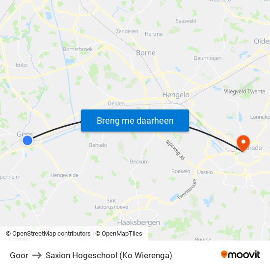 Goor to Saxion Hogeschool (Ko Wierenga) map