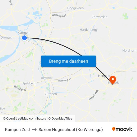 Kampen Zuid to Saxion Hogeschool (Ko Wierenga) map