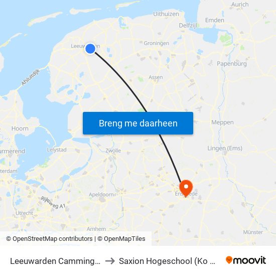 Leeuwarden Camminghaburen to Saxion Hogeschool (Ko Wierenga) map