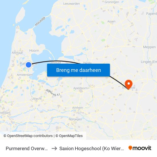 Purmerend Overwhere to Saxion Hogeschool (Ko Wierenga) map