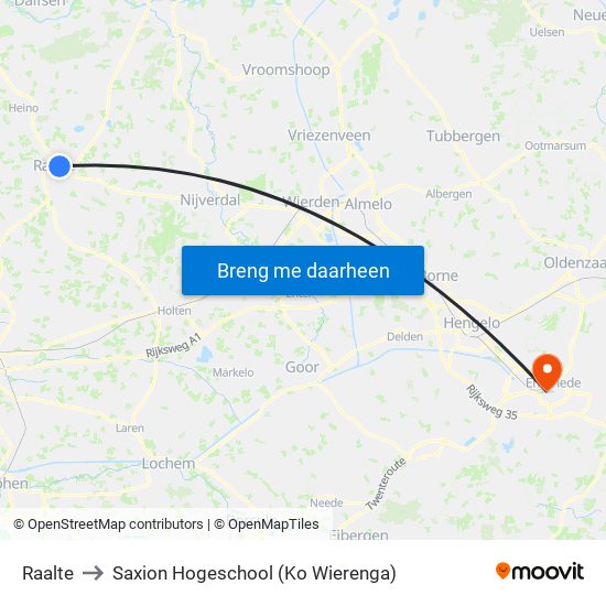 Raalte to Saxion Hogeschool (Ko Wierenga) map