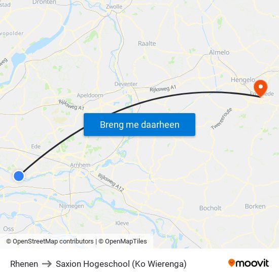 Rhenen to Saxion Hogeschool (Ko Wierenga) map