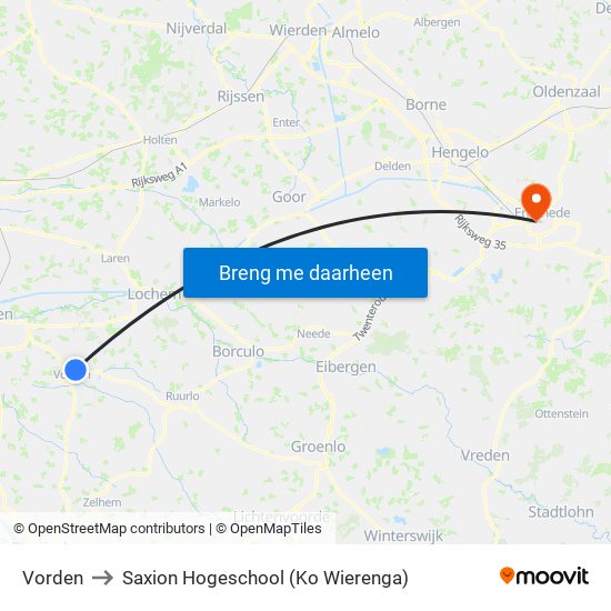 Vorden to Saxion Hogeschool (Ko Wierenga) map