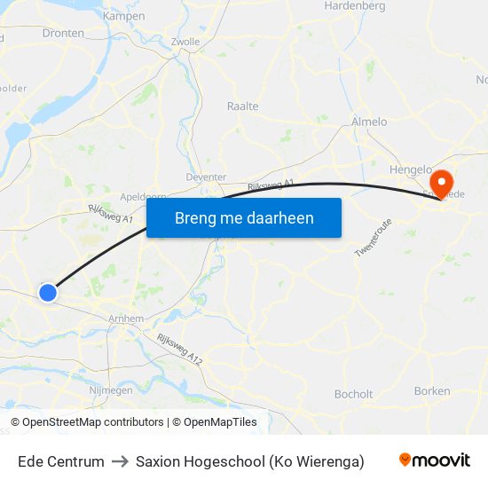 Ede Centrum to Saxion Hogeschool (Ko Wierenga) map