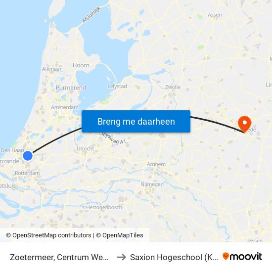 Zoetermeer, Centrum West Uitstaphalte to Saxion Hogeschool (Ko Wierenga) map