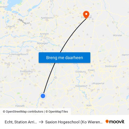 Echt, Station Arriva to Saxion Hogeschool (Ko Wierenga) map