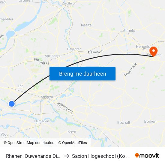 Rhenen, Ouwehands Dierenpark to Saxion Hogeschool (Ko Wierenga) map