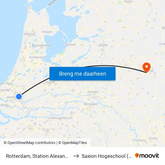 Rotterdam, Station Alexander (Uitstaphalte) to Saxion Hogeschool (Ko Wierenga) map