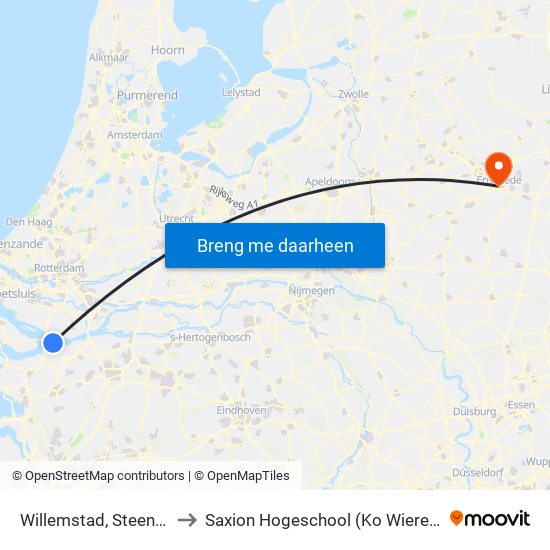 Willemstad, Steenpad to Saxion Hogeschool (Ko Wierenga) map