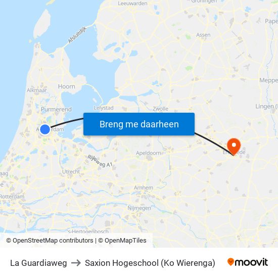 La Guardiaweg to Saxion Hogeschool (Ko Wierenga) map