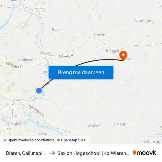 Dieren, Callunaplein to Saxion Hogeschool (Ko Wierenga) map