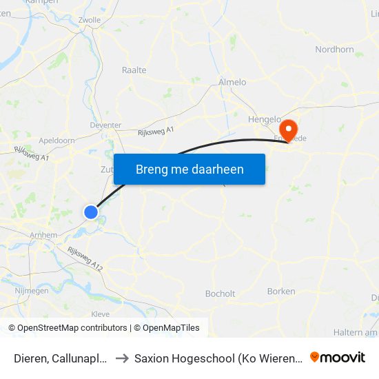 Dieren, Callunaplein to Saxion Hogeschool (Ko Wierenga) map