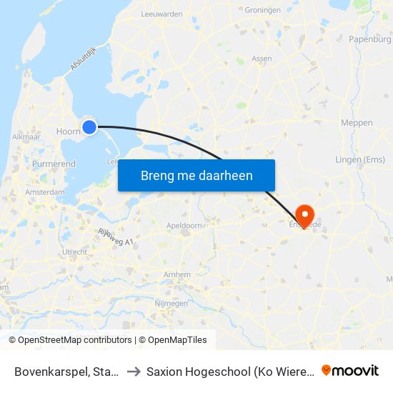 Bovenkarspel, Station to Saxion Hogeschool (Ko Wierenga) map