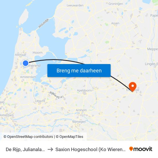 De Rijp, Julianalaan to Saxion Hogeschool (Ko Wierenga) map