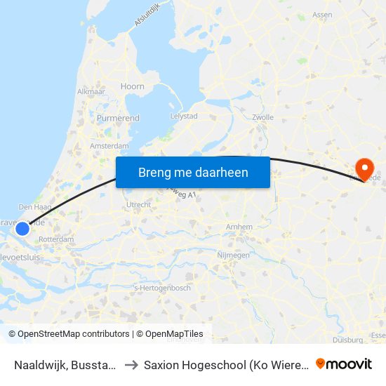 Naaldwijk, Busstation to Saxion Hogeschool (Ko Wierenga) map
