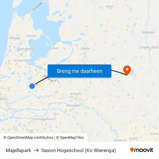 Majellapark to Saxion Hogeschool (Ko Wierenga) map