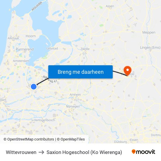 Wittevrouwen to Saxion Hogeschool (Ko Wierenga) map