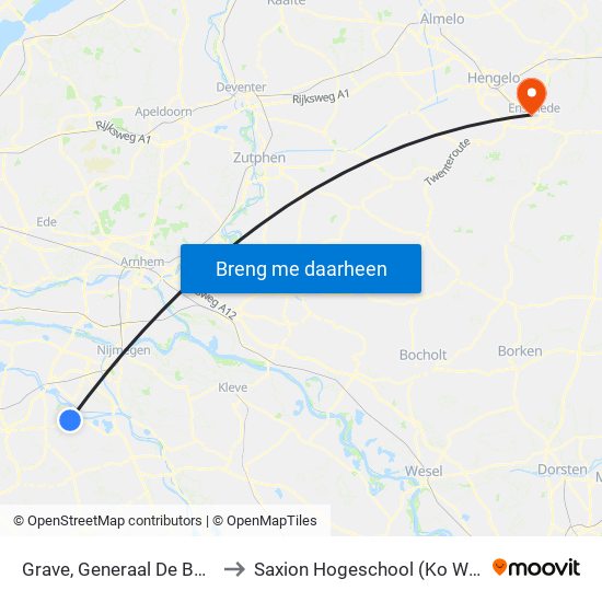 Grave, Generaal De Bonsweg to Saxion Hogeschool (Ko Wierenga) map